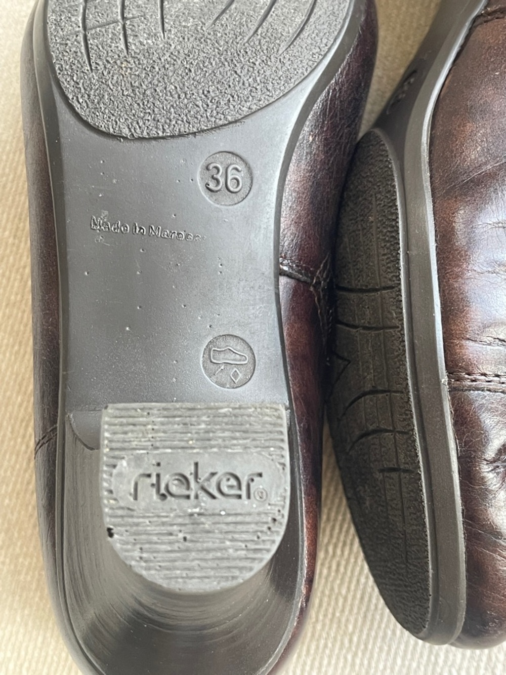RIEKER | Brown Distress Leather Ankle Booties | Side Zip Buttons | Size 36 / 6 - Picture 4 of 7